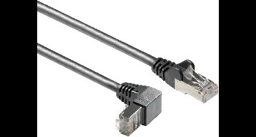 S/FTP CAT6a 10 Gigabit netwerkkabel haaks naar beneden / recht / zwart - 0,50 meter