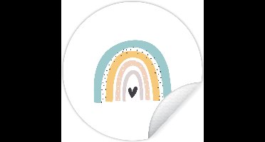 Behangsticker kids - Kinderkamer decoratie - Regenboog - Meiden - Jongens - Hartje - Pastel - ⌀ 120 cm - Muurdecoratie kinderkamer - Wanddecoratie jongens