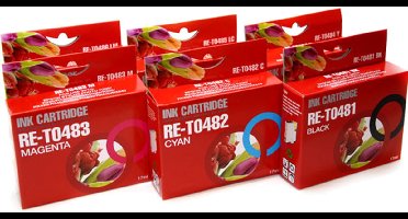 FLWR - Inktcartridge / T0481 / 2 / 3 / 4 / 5 / 6 6-Pack / Zwart en Kleur - Geschikt voor Epson