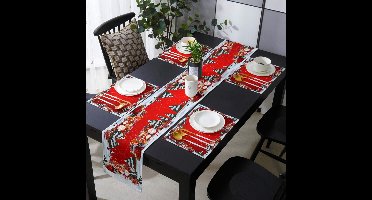 Kerst Tafelloper – Tafeldecoratie / Tafelversiering – Tafelrunner met placements - Kerst Tafellaken - Tafelzeil - Table Runner - 4/8/12 persoons - Merry Christmas