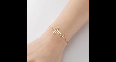 Gading® dames RVS armband met kruis 18cm+3.5cm-goud