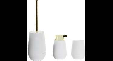 Items - Toiletborstel met houder 35 cm en zeeppompje/beker 280 ml wit