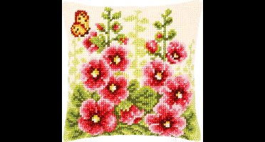 Vervaco - Kruissteekkussen kit - Stokrozen - PN-0143709 - Borduren - Borduurpakket - Borduurpakket volwassenen - Borduurpakket kind