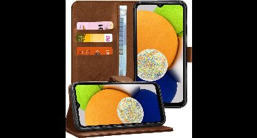 Hoesje geschikt voor Samsung A03 - Book Case Kunstleer Wallet Cover Portemonnee Pasjeshouder Hoes Bruin