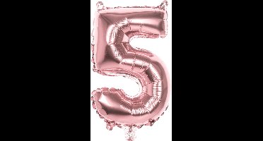 Boland - Folieballon '5' roségoud (36 cm) 5 - Rose Goud - Cijfer ballon