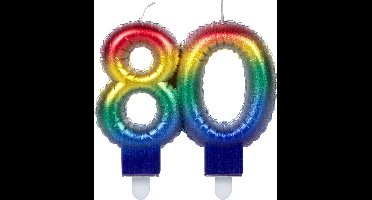 Boland - Kaarsje '80' regenboog 80 Multi - Regenboog - Regenboog