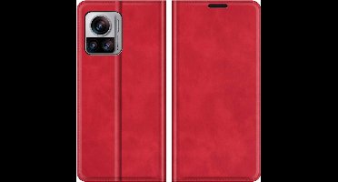 Just in Case hoesje geschikt voor Motorola Edge 30 Ultra - Hoesje met Pasjeshouder - Luxe Book Case - Rood