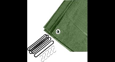 FX Tools - Afdekzeil groen 2 x 3 meter met 10x spanrubbers en S-haken