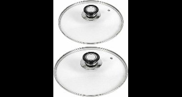 Gerimport universele glazen pannendeksels - 2x stuks - voor pannen met Dia 18 en 20 cm