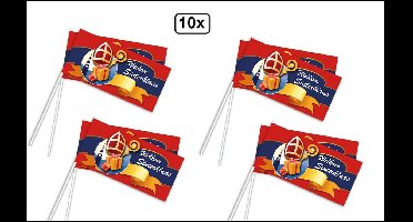 10x Zwaai vlaggetje Sinterklaas - Sint en piet festival thema feest party spanje zwaai vlag