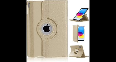Hoes geschikt voor iPad A16 hoes 11th Generation 11 Inch 2025 Goud / iPad 2022 (10.9) 10e generatie draaibare bookcase 360° Case