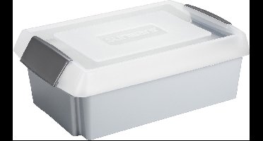 Sunware opslagbox - 30 liter - grijs - 60 x 40 x 17 cm - kunststof - met afsluitbare extra hoge deksel