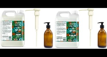 FAITH IN NATURE - Shampoo & Conditioner Coconut Refill - 2 x 5 Liter= 10 liter - met 2 pompen - nu met 2 Gratis glazen refill flessen 500ml