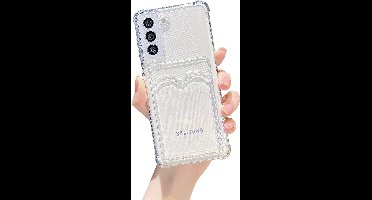 Hoesje Geschikt Voor Samsung Galaxy S21 FE hoesje met pasjeshouder transparant Shock proof case met Kaarthouder