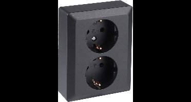 Q-Link Dubbel Stopcontact � Wandcontactdoos met Kinderbeveiliging en Aanraakbeveiliging � Inbouw � Zwart