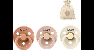 BIBS fopspenen met naam | T1 | Peach, Blush, Ivory | 0-6 maanden | spenen | speen | fopspeen | BolleToet speenzakje