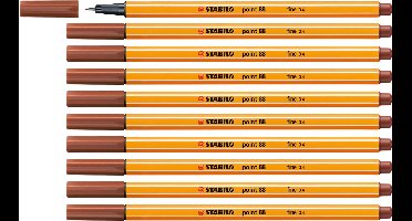 STABILO point 88 - Premium Fineliner - Fine 0,4 mm – Sanguine Rood– Doos 10 stuks