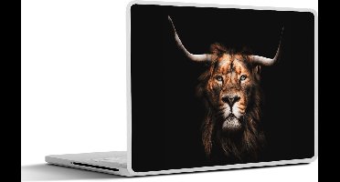 Laptop sticker - 14 inch - Leeuw - Hoorn - Zwart - 32x5x23x5cm - Laptopstickers - Laptop skin - Cover