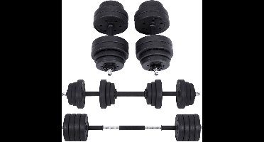 Hoppa! Halterset,verstelbare kunststof dumbbell set, met aansluitende stalen buis, halters, dumbbell set, 20 kg/30 kg, workout fitness training, 1 paar