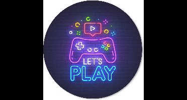 Gaming Muismat - Mousepad - 20x20 cm - Gaming - Neon - Let's Play - Controller - Quotes - Geschikt voor Gaming Muis en Gaming PC set