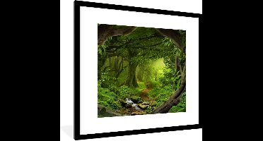 PosterMonkey - Fotolijst - Jungle - Rivier - Boom - Groen - Stenen - Poster - Kader - Foto in lijst - 40x40 cm - Poster jungle - Posterlijst - Frame poster - Woondecoratie - Kerstversiering - Kerstdecoratie voor binnen - Kerstmis