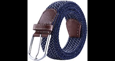 *** Elastische gevlochten Riem - Blauw met Wit - Netjes Degelijk - van Heble® ***