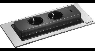 EVOline 106380 Inbouwstekkerdoos 2-voudig RVS (geborsteld) Randaarde stekker 1 stuk(s)