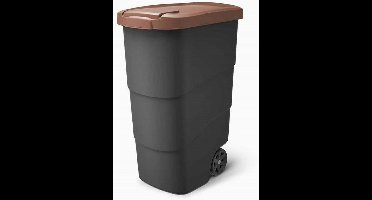 Prosperplast - Wheeler - Grote Afvalbak met wielen 90L - Bruin / Kunststof
