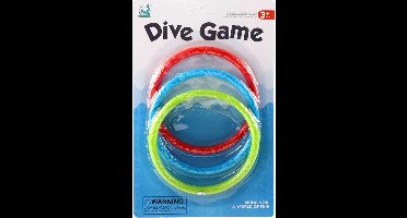 Gekleurde duikringen - 3x stuks - rood/blauw/groen - kunststof