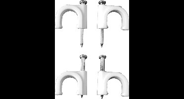 Kabelclip - Spijkerclip - 8mm - Rond Snoer - Wit - 100 stuks