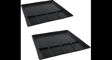 Svenska Living Vakjesbord - 8x stuks - 5-vaks - zwart - bord met vakjes - fonduebord - gourmetbord - 24 cm