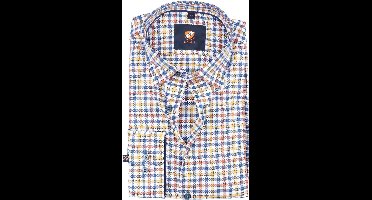 Suitable Overhemd Rood Gele Ruiten - Maat 41 - Heren - Casual Shirt