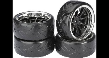 Absima 1:10 Straatmodel Complete wielen Drifter A 9-spaaks Zwart-chroom 4 stuk(s)