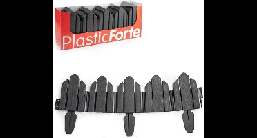 4x stuks flexibele graskant/tuin rand/kantopsluiting hekjes delen van 62 cm donkergrijs - 25 cm hoog incl pinnen