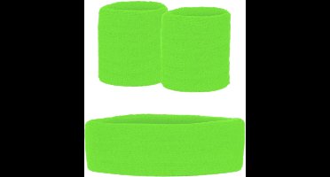 Zweetbandjes - Neon groen - Set - 3dlg.