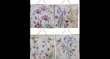 Decoris Schilderij mdf- met afbeelding van bloemen- L0.9-W24-H24cm