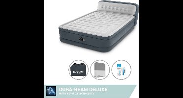 Intex Luchtbed - 2-Persoons - 152 x 236 x 86 cm - Grijs - Inclusief pomp - Hoeslaken en Reparatieset