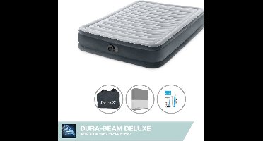Intex Luchtbed - Twijfelaar - 137 x 191 x 33 cm - Grijs - Inclusief pomp - Hoeslaken en Reparatieset