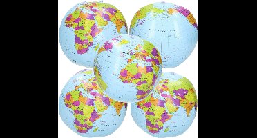 10x Opblaasbare speelgoed strandballen wereldbol 27 cm - Strandballen - Buiten speelgoed - Strand speelgoed