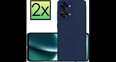 Hoesje - 2 Stuks - Geschikt voor OnePlus Nord 2T - Sterk & Shockproof - Case Siliconen - Back Cover - Telefoon Hoes - Donkerblauw