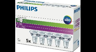 Philips LED Spot GU10 - 4.6W (50W) - Warm Wit Licht - Niet Dimbaar - 5 stuks