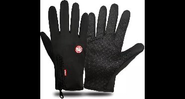 *** Handschoenen Warm Tech - Touchscreen - Waterdicht - Fleece - Unisex - Zwart - Maat S - van Heble® ***