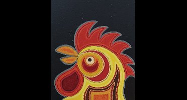 Origineel schilderij Marlies van Wezel - kippenkop 50 x 60 cm