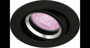Inbouwspot Luuk met Philips HUE White and Color - spot - Zwart - rond - Voor binnen / woonkamer / keuken / slaapkamer - IP20 - GU10 - Buitendiameter: 81MM - boorgat: 70-75MM - min. Inbouwdiepte: 70MM