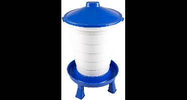 duvoplus dinner time drinkemmer met handvat & pootjes voor pluimvee 25L-39x39x62cm blauw/wit