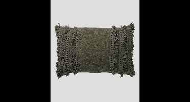 Sierkussen Fara green met binnenkussen 60 x 40 cm met franje /Sierkussen Fara green met franje