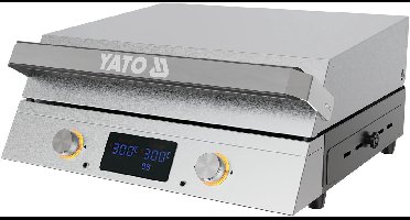Yatomi Elektrische Tafelgrill – 2300W – Gietijzeren Plaat 47x33cm – 2 Snel Regelbare Zones – Met Kerntemperatuurmeter / Vleesthermometer & LED Display – RVS
