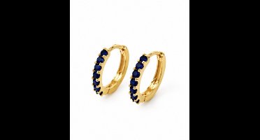 Oorbellen - Donker blauw - Goudkleurig - Zirkonia- Verguld - Roestvrijstalen oorbellen - sieraden – Cadeau tip – Hip - Trendy