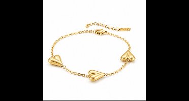 Armband - armband Voor dames - Verguld - Goudkleurig - armband met hartjes - feest sieraden - verjaardag cadeau - cadeau
