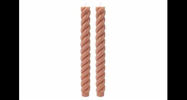 Kaars Set2 Swirl Bruin 2x2xh24cm